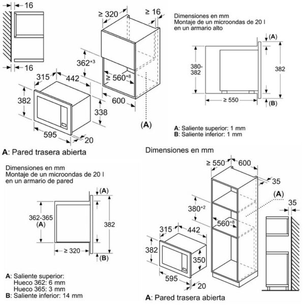 Bosch BEL623MS3 - Horno Microondas Integrable 20 Litros Con Grill Inox - Imagen 2