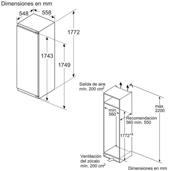 Bosch KIR81ADD0 - Frigorifico Una Puerta Integrable D Alto 177 Cm Ancho 55 Cm - Imagen 2