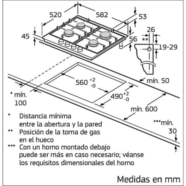 Balay 3ETX565HB - Encimera De Gas 4 Zonas Coccion Ancho 60 Cm - Imagen 2