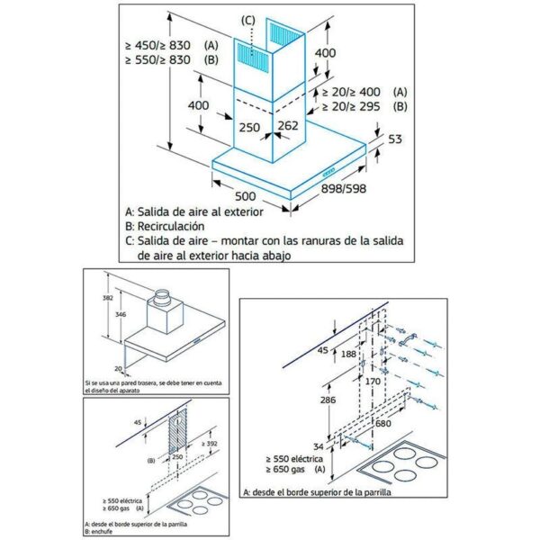 Balay 3BC095MX - Campana Balay 3bc095mx Chimenea Ancho 90 Cm Inox - Imagen 2