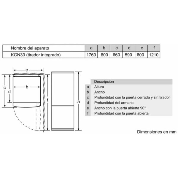 Balay 3KFE361MI - Frigorifico Combi Nofrost E Alto 176 Cm Ancho 60 Cm Inox - Imagen 2