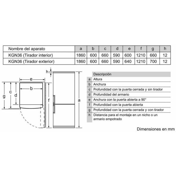 Balay 3KFE563XI - Frigorifico Combi Nofrost E Alto 186 Cm Ancho 60 Cm Inox - Imagen 2