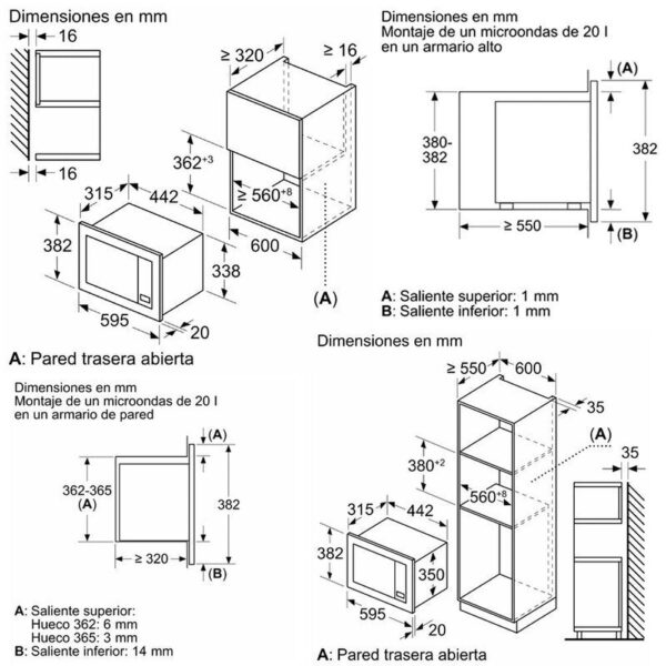 Balay 3CG6112X3 - Horno Microondas Integrable 20 Litros Con Grill Inox - Imagen 2