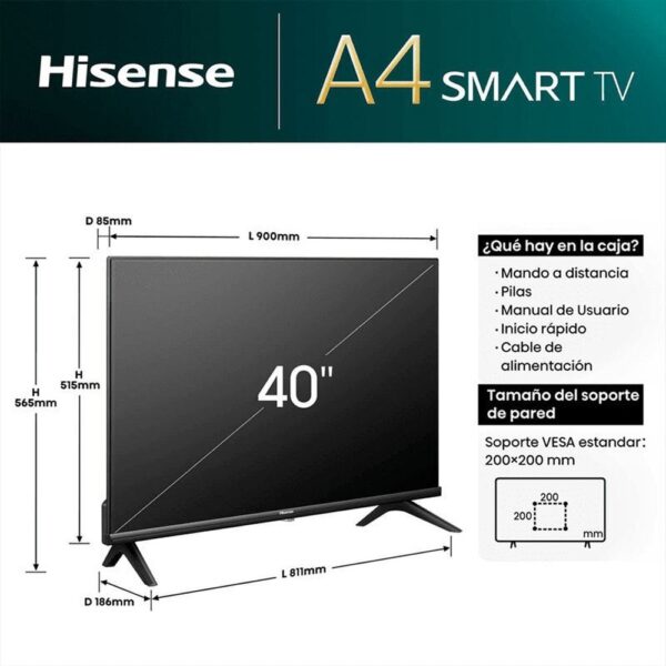 Hisense 40A4N - Televisor Led Smart Tv 40" Fhd - Imagen 2