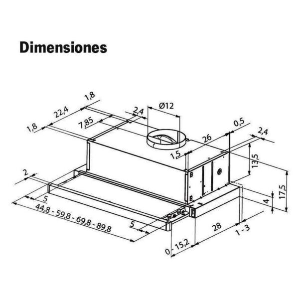 Mepamsa SUPERLINE 70 INOX V2 - Campana Telescopica  Mepamsa Superline 70 v2  Ancho 70 Cm Inox 31500486090 - Imagen 2
