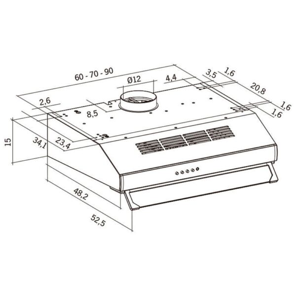 Mepamsa HOOD MODENA 90 INOX V3 - Campana Convencional Ancho 90 Cm Inox - Imagen 2