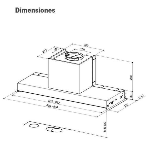 Mepamsa DISCRET 60 INOX - Campana Integrable Ancho 60 Cm - Imagen 2