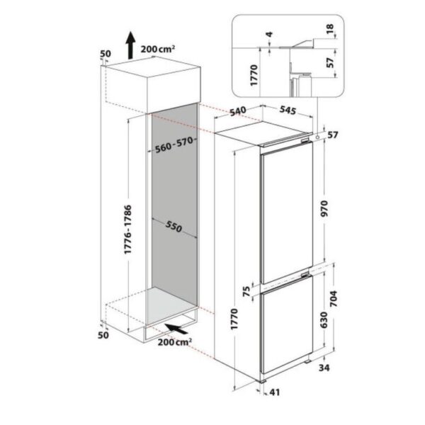 Whirlpool ART66112 - Frigorifico Combi Integrable Sin Nofrost E Alto 177 Cm Ancho 54 Cm - Imagen 2