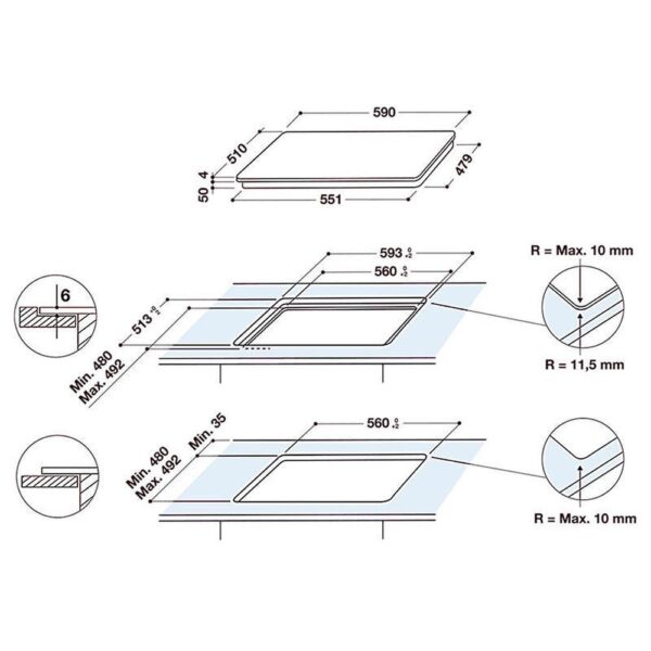 Whirlpool WB Q4860 NE - Vitroceramica Induccion 3 Zonas Coccion Ancho 60 Cm - Imagen 2