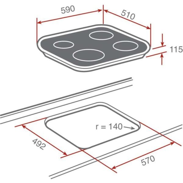 Teka CG.1 4G AI AL NATURAL INOX - Encimera De Gas 4 Zonas Coccion Ancho 60 Cm - Imagen 2