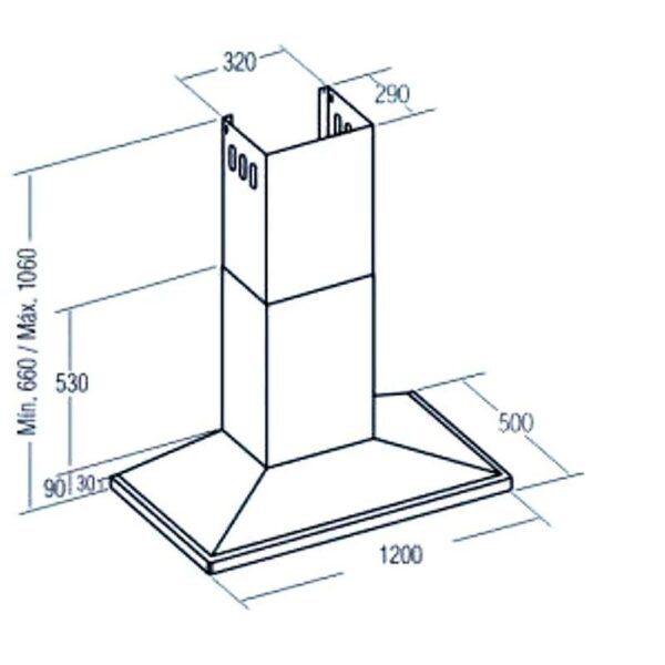 Cata BETA 1200 - Campana Chimenea 02157309 Ancho 120 Cm Inox - Imagen 2