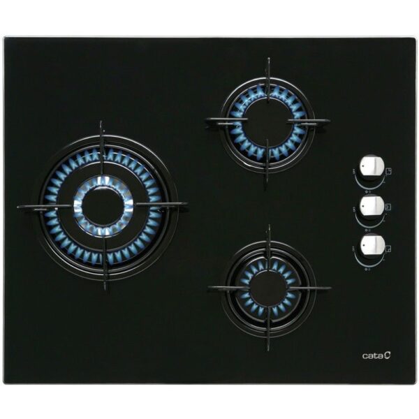Cata CIB 6021 BK - Encimera De Gas 3 Zonas Coccion Ancho 60 Cm Gas Butano