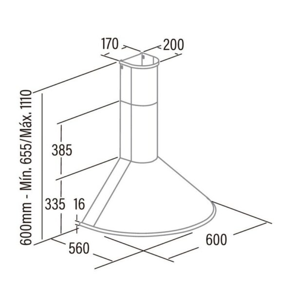 Cata Q600BK - Campana Chimenea Ancho 60 Cm Negra - Imagen 2