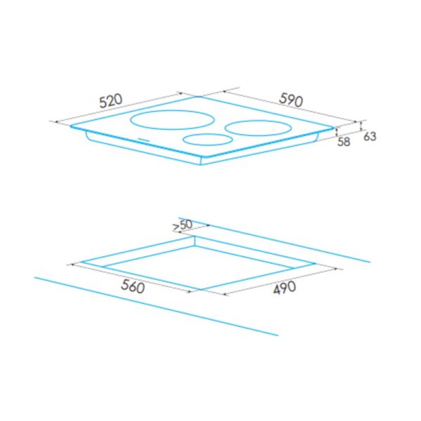 Edesa EIT-6329 B - Vitroceramica Induccion 3 Zonas Coccion Ancho 60 Cm - Imagen 2