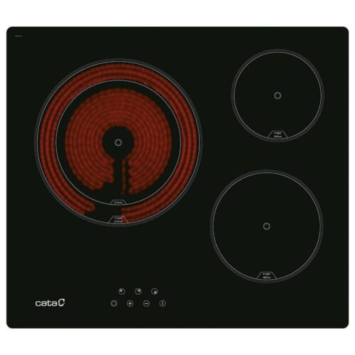 Cata TD6003BK/A - Vitroceramica Independiente Radiantes 3 Zonas Coccion Ancho 60 Cm
