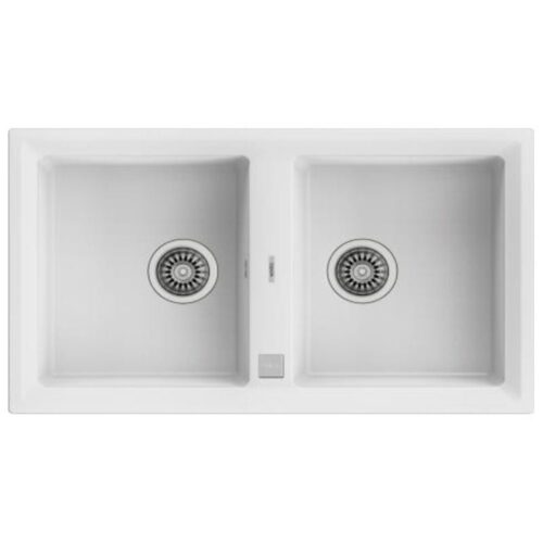 Teka STONE 90 B-TG 2C V.AUTO BLANCO - Fregadero De Cocina Sintetico 51 Cm 2 Cubetas 1 Escurridor