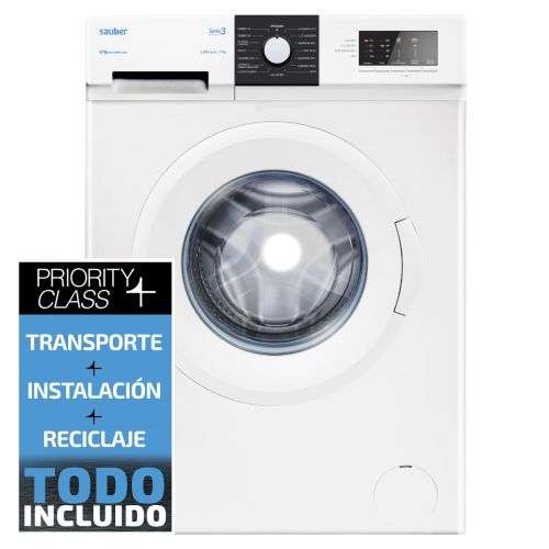 Lavadora Carga Frontal Sauber SERIE 3-W7123 V – 7 Kg 1200 Rpm D Blanco