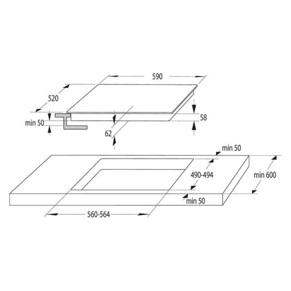 HISENSE HI6311BSCE - VITROCERAMICA INDUCCION 3 ZONAS COCCION ANCHO 60 CM - Imagen 2
