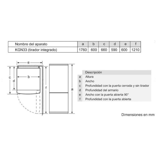 BOSCH KGN33NLEB - FRIGORIFICO COMBI NOFROST E ALTO 170 CM ANCHO 60 CM INOX - Imagen 2