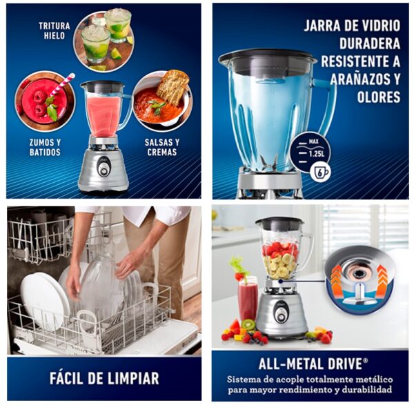 Oster OBL245X - Batidora De Vaso 600 W Cristal - Imagen 2