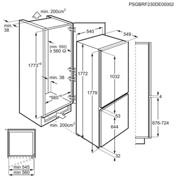 Aeg SCE618E5TS - Frigorifico Combi Integrable Nofrost F Alto 177 Cm Ancho 54,6 Cm - Imagen 2