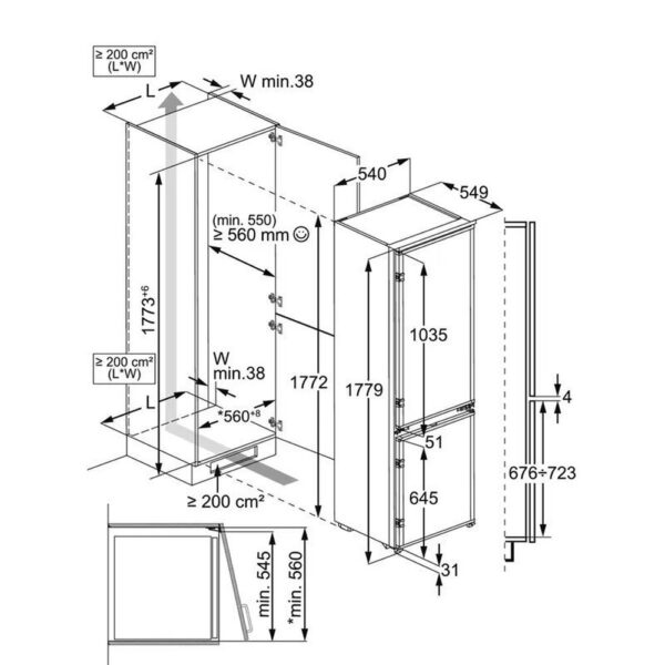 Aeg SCK618F3FS - Frigorifico Combi Integrable Sin Nofrost F Alto 177 Cm Ancho 54,5 Cm - Imagen 2