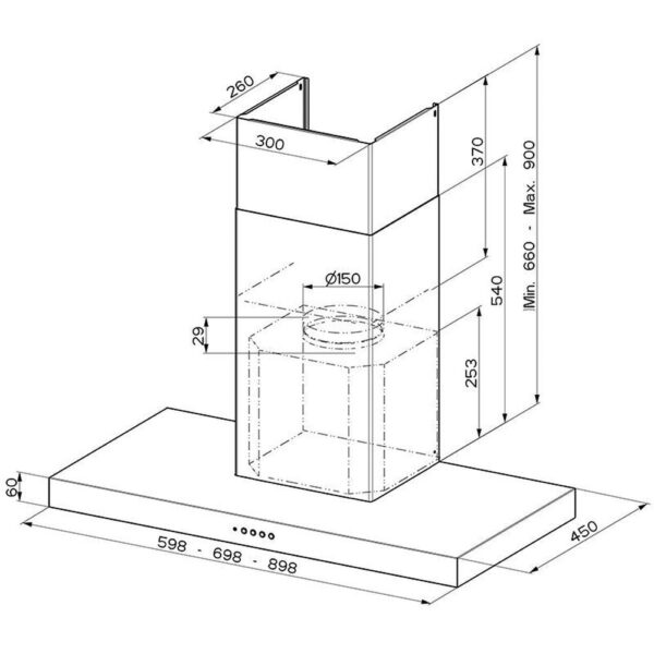 Mepamsa STILO NEO 70 X - Campana Chimenea Ancho 70 Cm Inox - Imagen 2