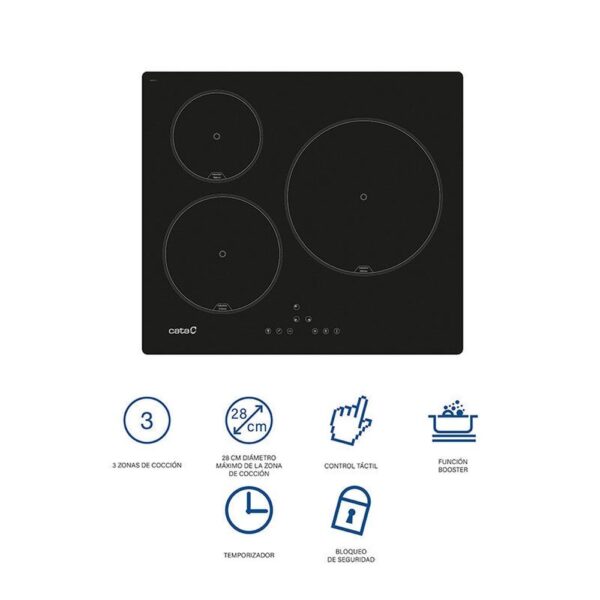 Cata IB 6303 BK/A - Vitroceramica Induccion 3 Zonas Coccion Ancho 60 Cm - Imagen 4