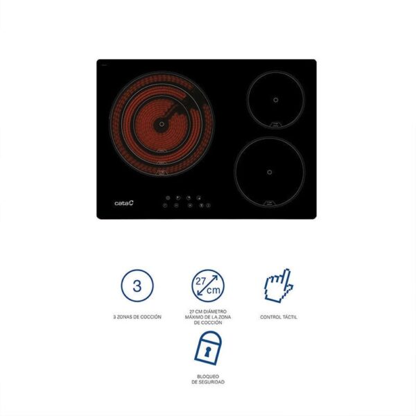 Cata TT 5003/G - Vitroceramica Independiente Radiantes 3 Zonas Coccion Ancho 60 Cm Fondo 43,5 Cm - Imagen 4