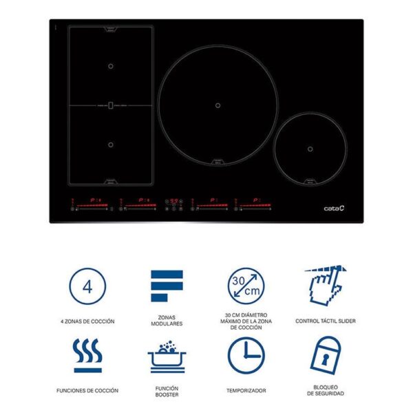Cata INSB 8021 BK /A - Vitroceramica Induccion 4 Zonas Coccion Ancho 80 Cm - Imagen 8
