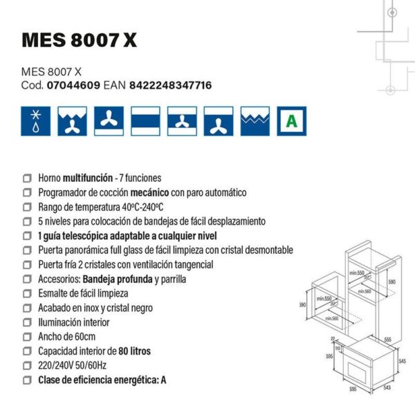 Cata MES 8007 X - Horno Multifuncion Inox - Imagen 8
