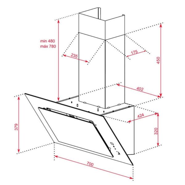 Teka DVT PRO 78780 TCS CRISTAL NEGRO - Campana Chimenea Ancho 70 Cm Negra - Imagen 2
