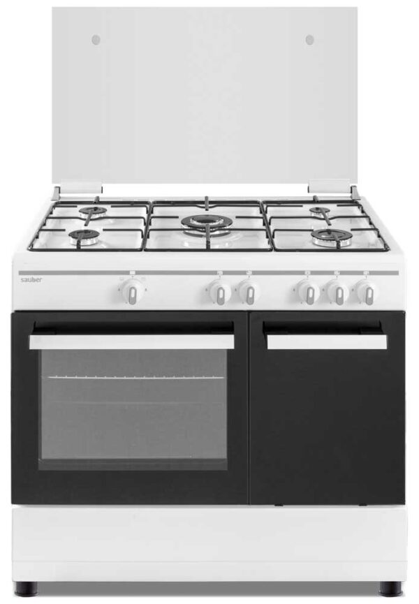 Cocina De Gas Sauber SCW5GB - 5 Zonas Cocción Con Porta bombonas Blanca