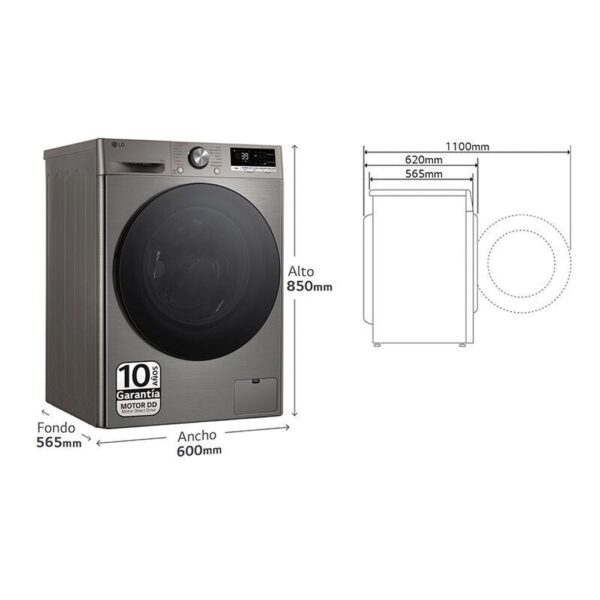 Lg F4WR7010AGS - Lavadora Carga Frontal 10 Kg 1400 Rpm A Inox - Imagen 2