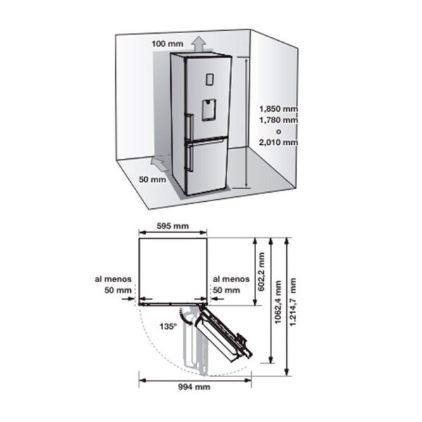 Samsung RB33J3515WW/EF - Frigorifico Combi Nofrost E Alto 185 Cm Ancho 59,5 Cm Blanco - Imagen 2